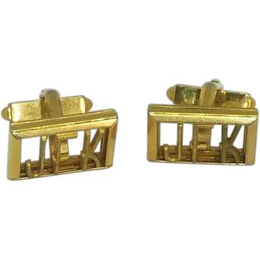 JFK Initials Swank Gold Tone Cufflinks