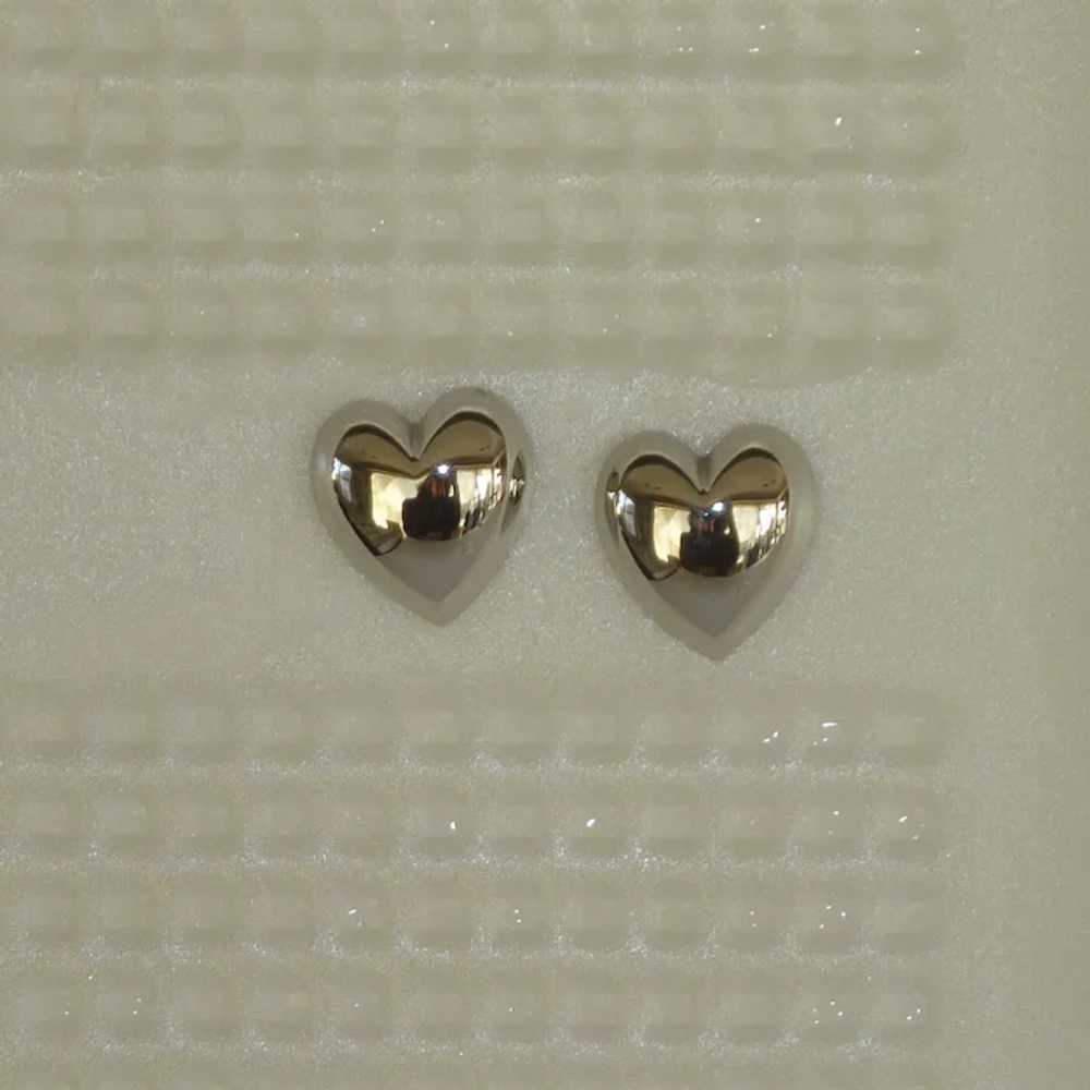 Silver Tone Heart Shape Post Pierced Earrings - image 2