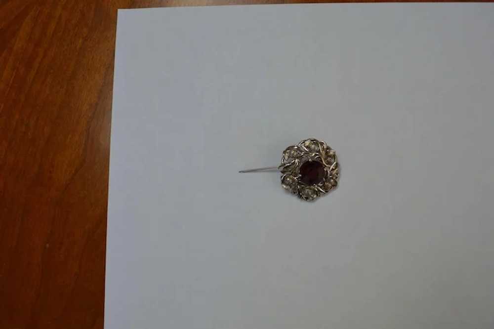 Faux Amethyst Thistle Brooch Pin - image 3