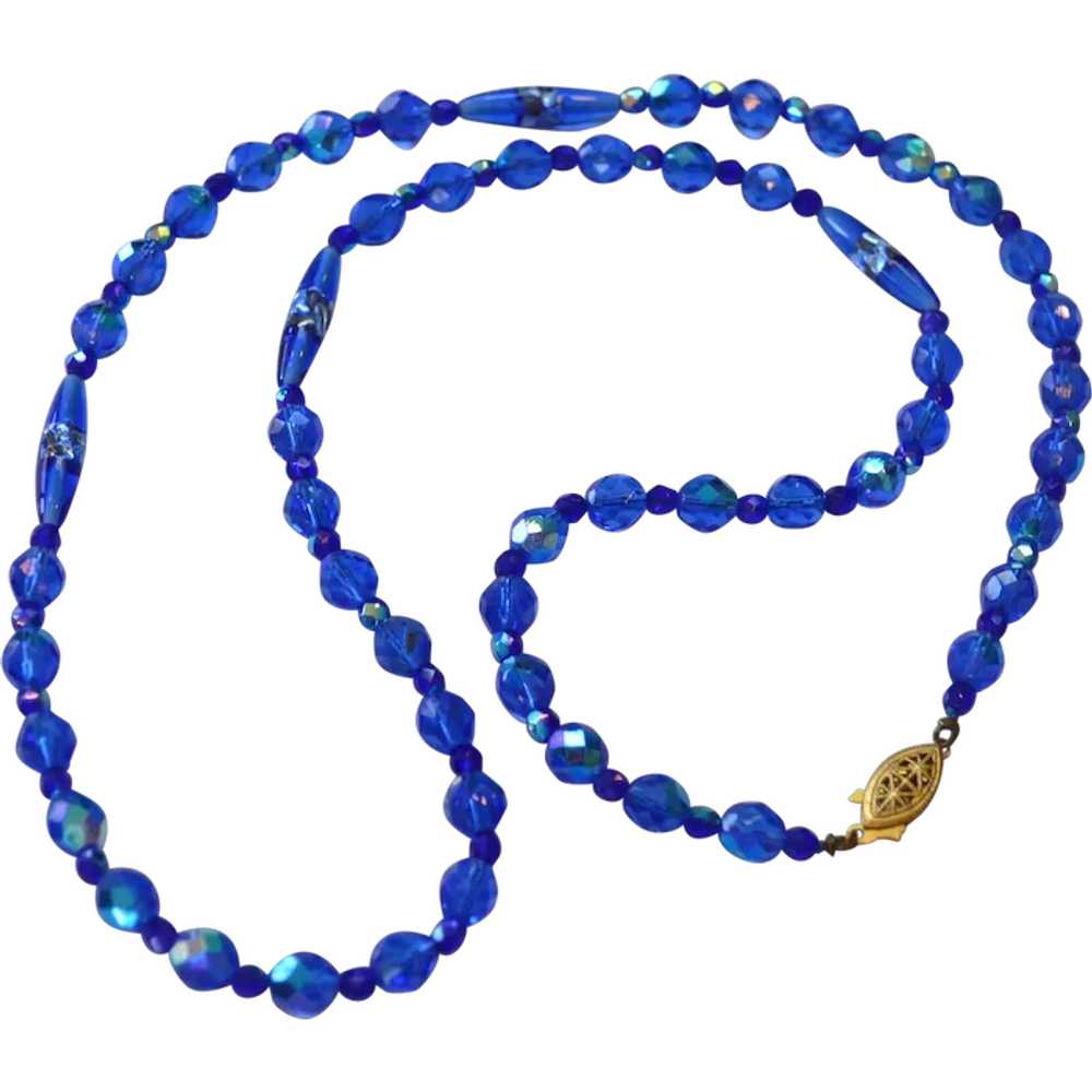 Royal Blue Glass Bead Necklace - image 1