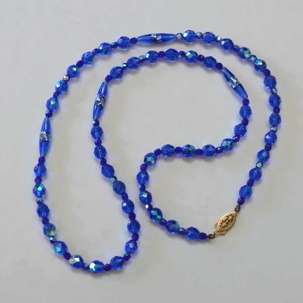 Royal Blue Glass Bead Necklace - image 2