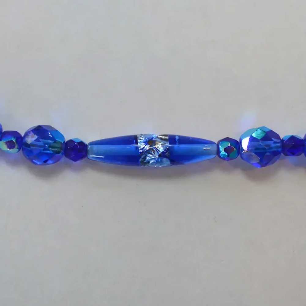 Royal Blue Glass Bead Necklace - image 3