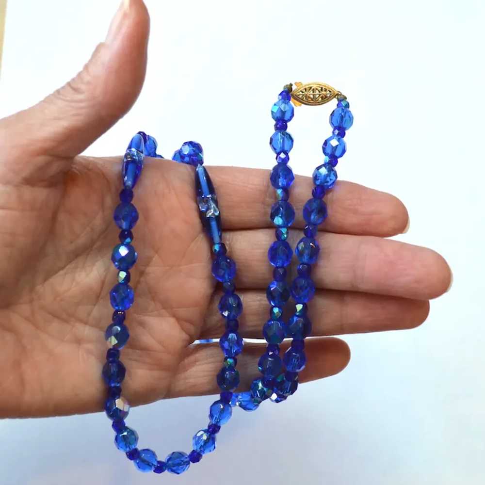 Royal Blue Glass Bead Necklace - image 4