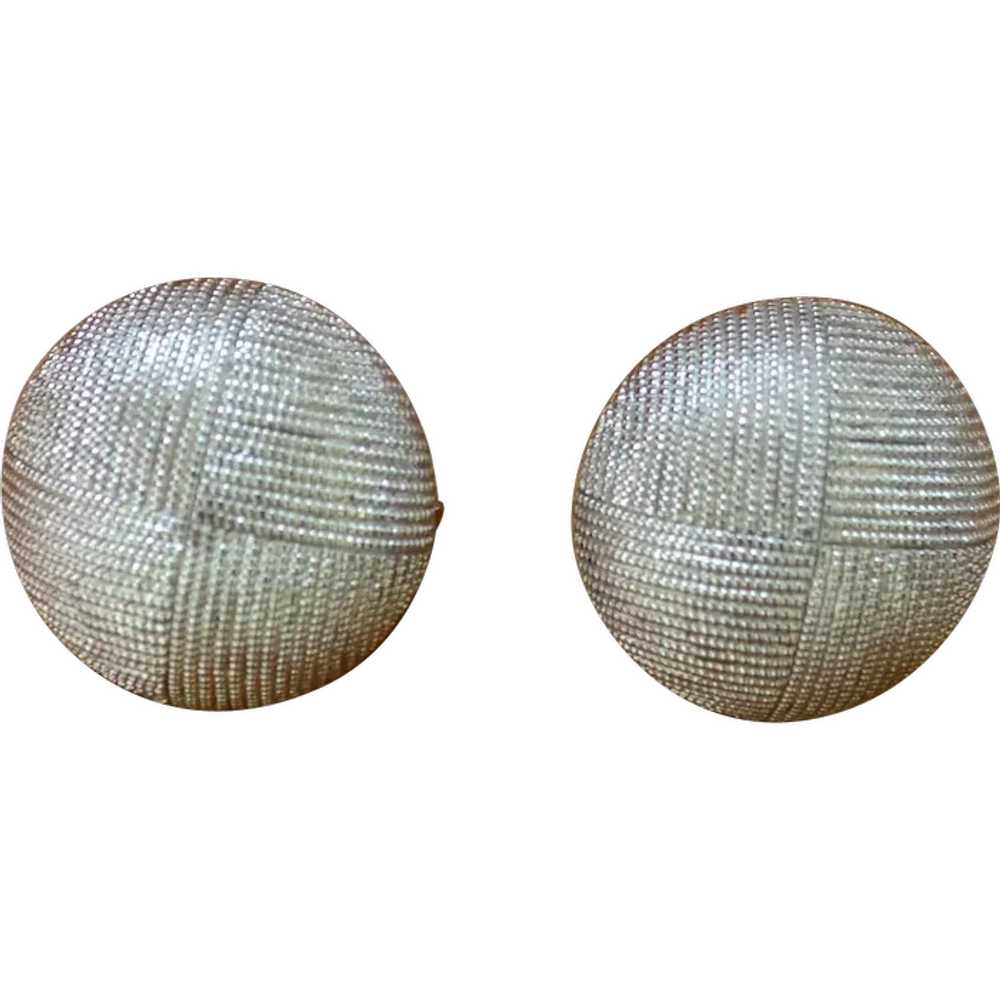 TRIFARI Silver Tone Button Earrings - image 1