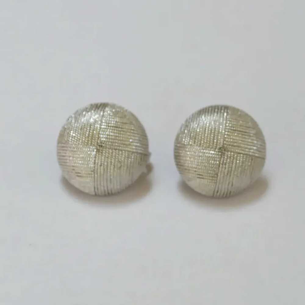 TRIFARI Silver Tone Button Earrings - image 2