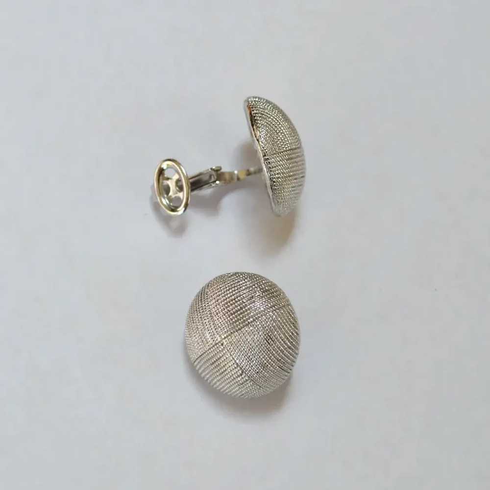 TRIFARI Silver Tone Button Earrings - image 3
