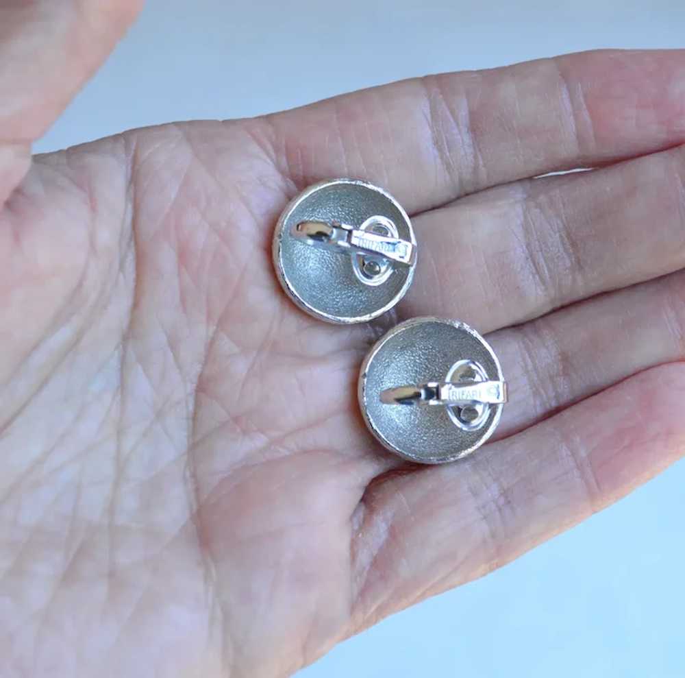 TRIFARI Silver Tone Button Earrings - image 5