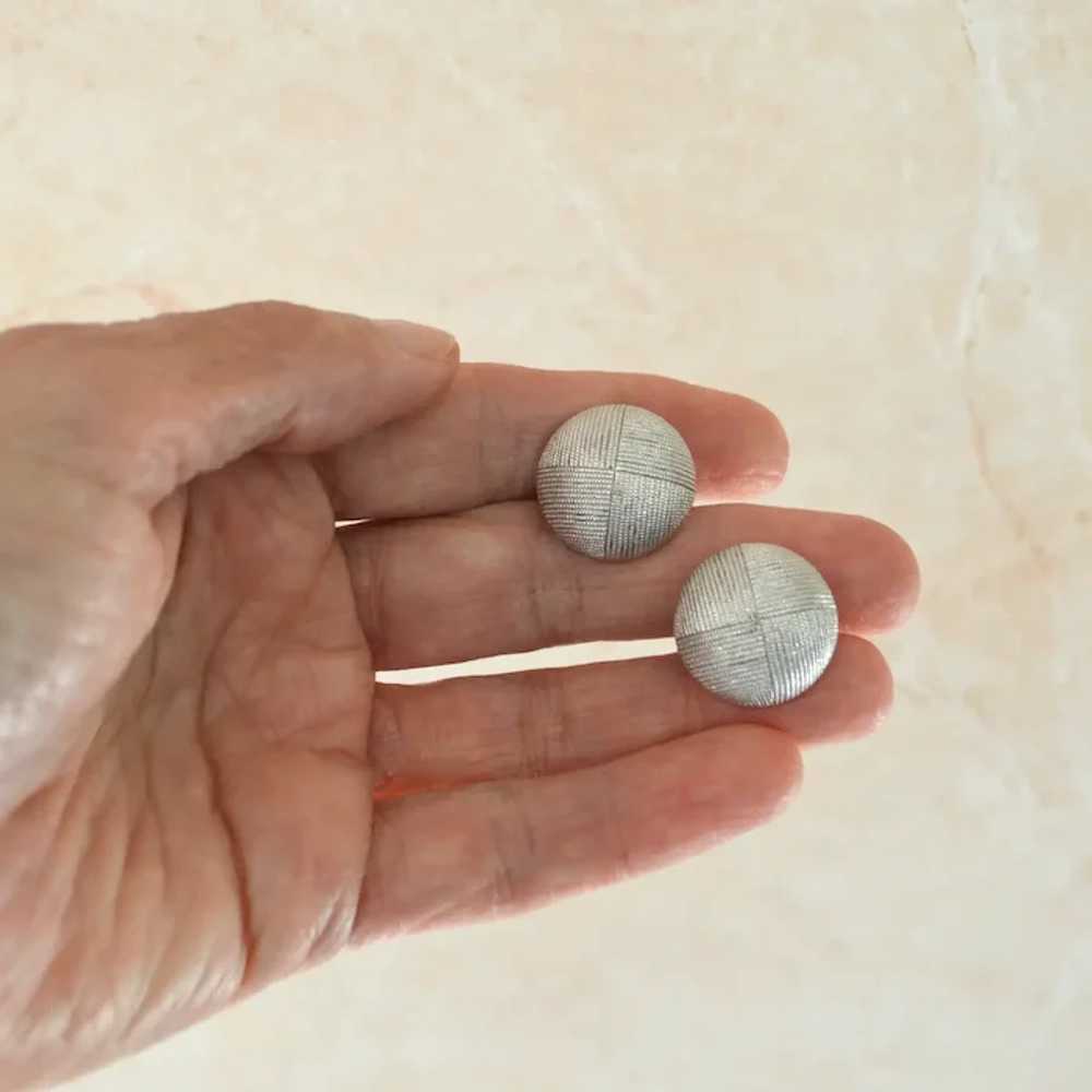 TRIFARI Silver Tone Button Earrings - image 8