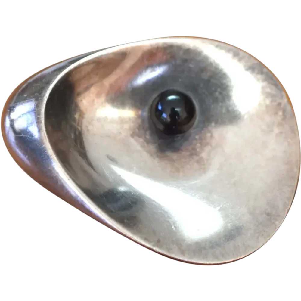 Georg Jensen Vintage Silver Shell Brooch Pin - image 1