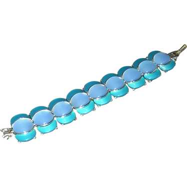 Thermoplastic Mid-Century Aqua Blue Bracelet - image 1
