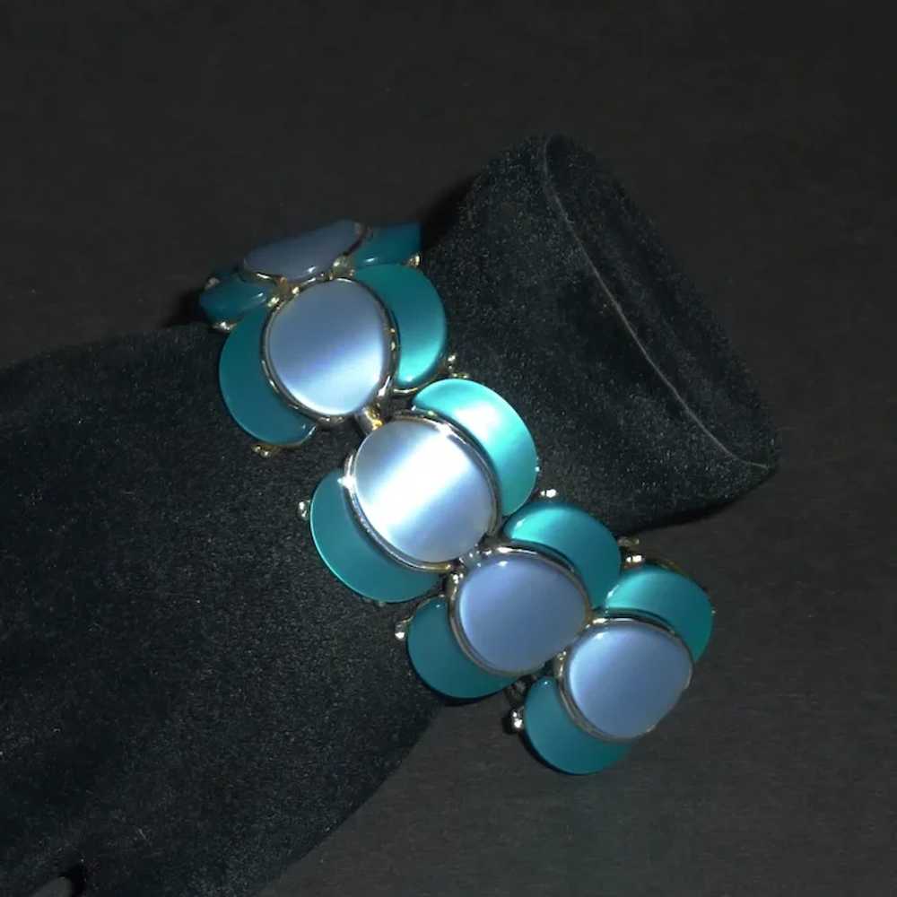 Thermoplastic Mid-Century Aqua Blue Bracelet - image 2