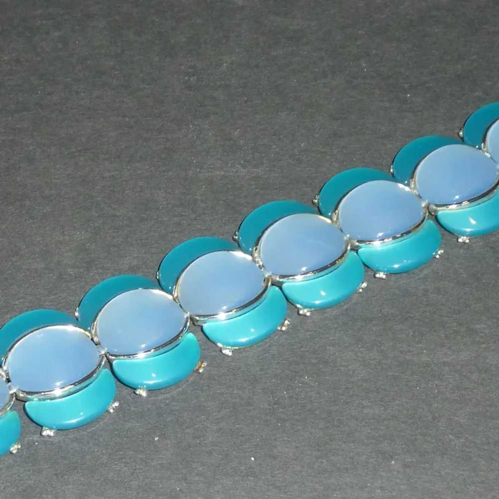 Thermoplastic Mid-Century Aqua Blue Bracelet - image 3