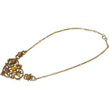 Gold Rhinestone Gold Tone Necklace from the 1960’s