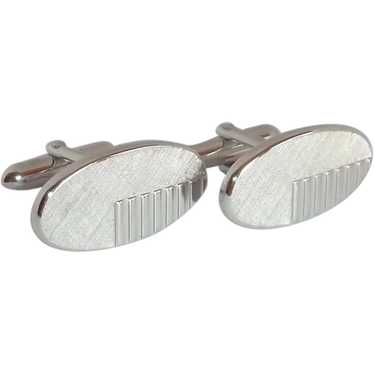 Swank Oval Silver Tone Cufflinks Cuff Links