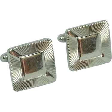 Square Silver Tone Cuff Links Cufflinks