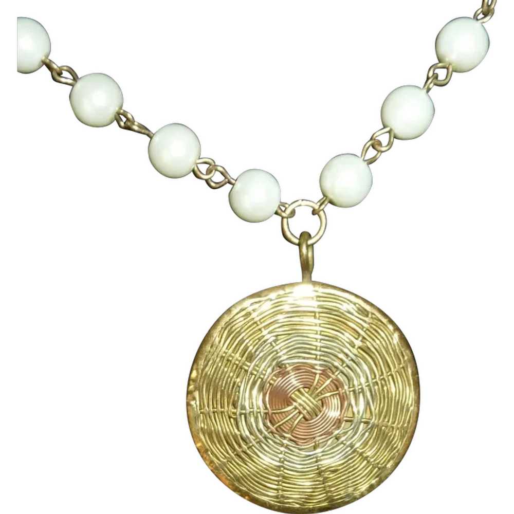 Faux Pearl Necklace with an Asian Twist Pendant - image 1