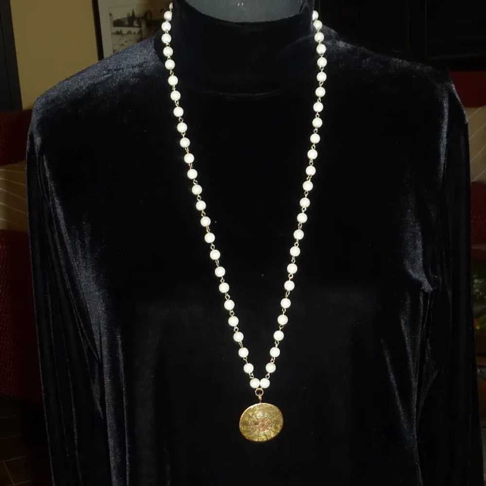 Faux Pearl Necklace with an Asian Twist Pendant - image 3
