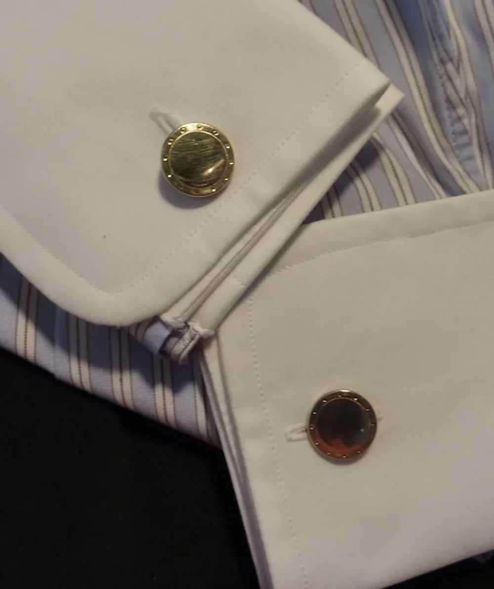 Small Gold Tone Round Cuff Link Cufflinks - image 2