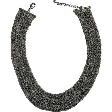 Silver-Tone Chain Mail Necklace Collar Choker