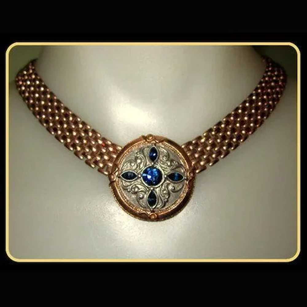 Victorian Revival Necklace & Earrings, Rhinestone… - image 2