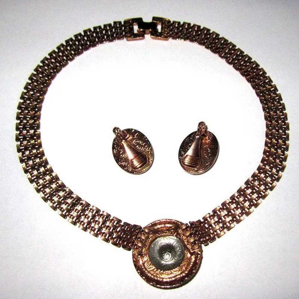 Victorian Revival Necklace & Earrings, Rhinestone… - image 6