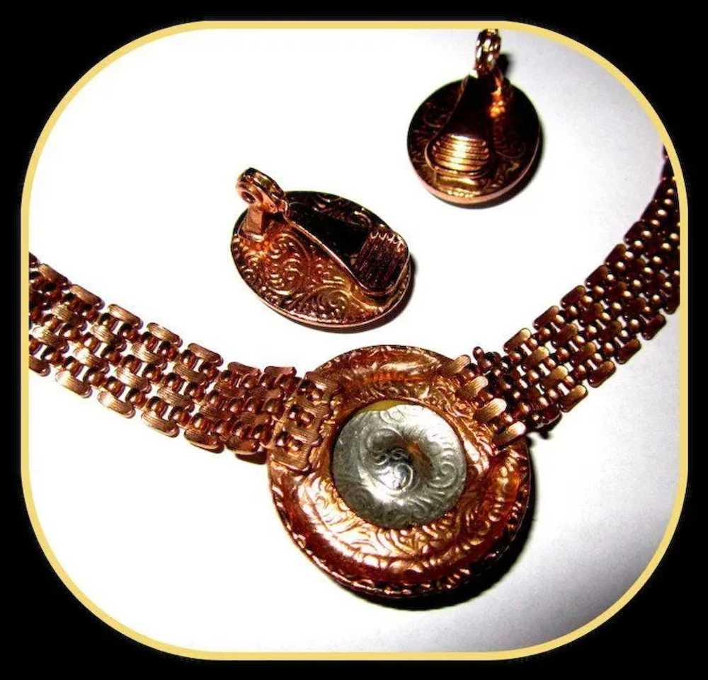 Victorian Revival Necklace & Earrings, Rhinestone… - image 7
