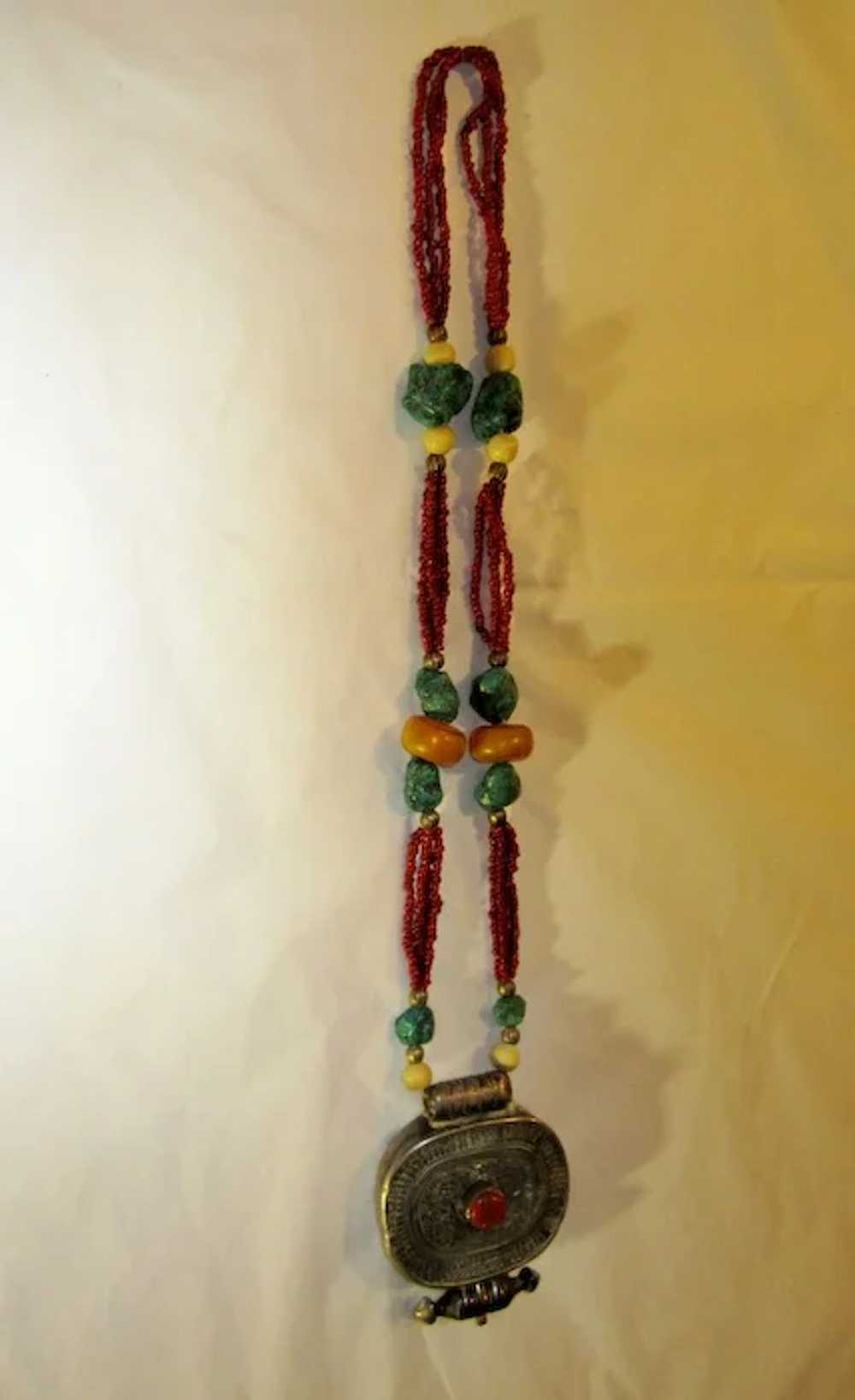 Antique Tibetan Silver Gau Necklace - image 3