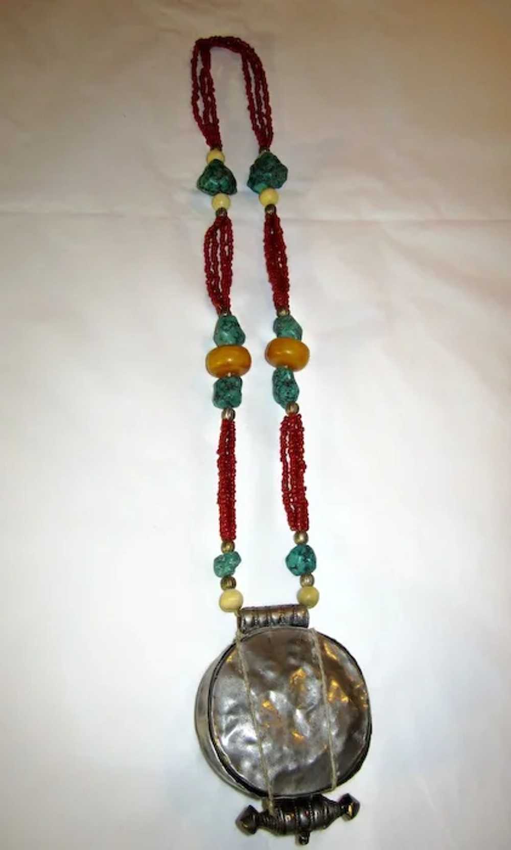 Antique Tibetan Silver Gau Necklace - image 4