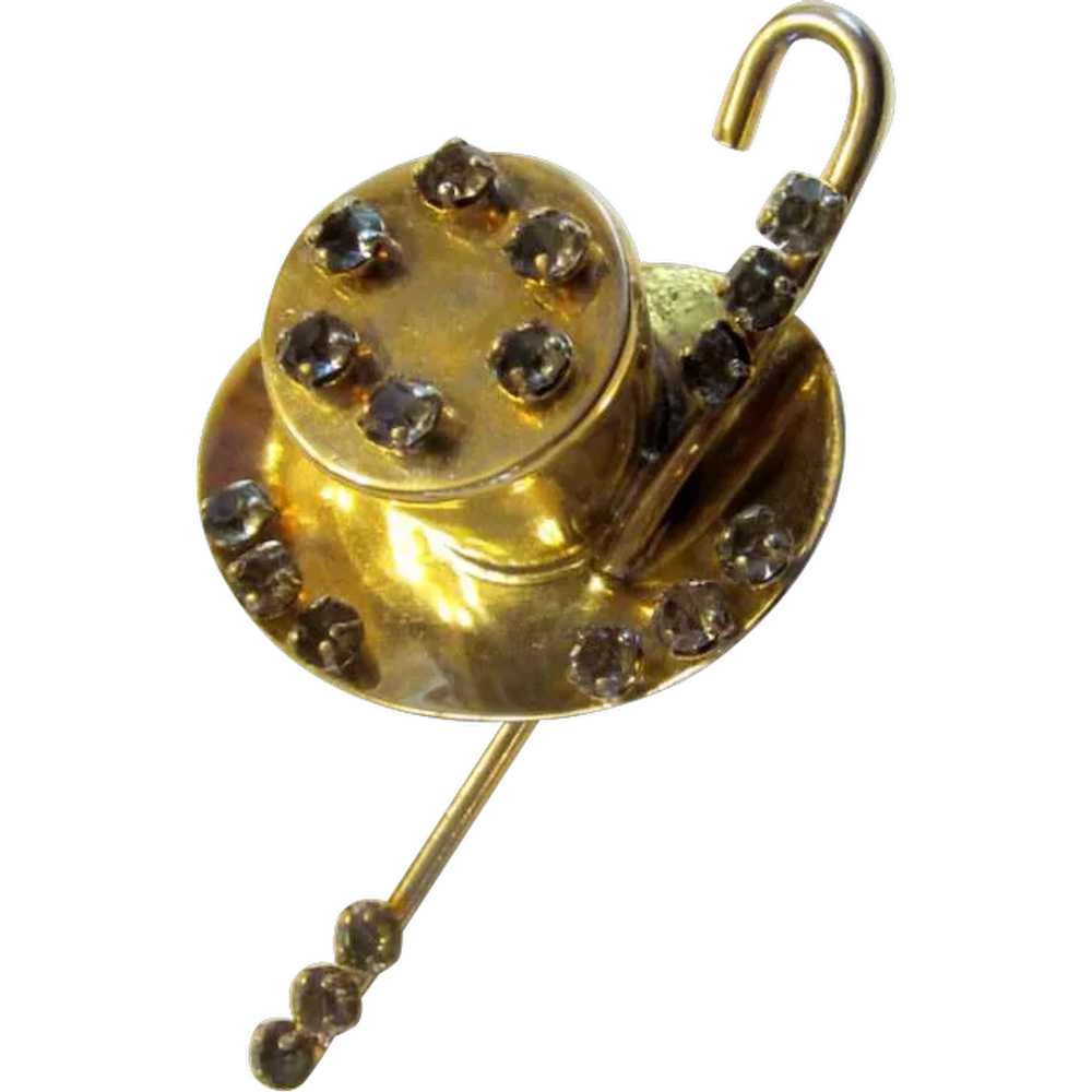 Top Hat and Cane Brooch - image 1