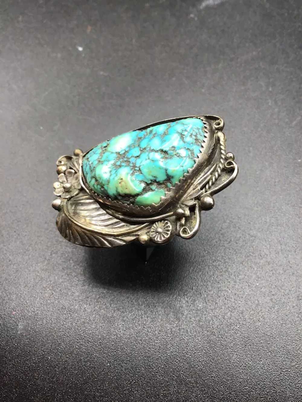 Navajo David Tune Massive Turquoise Ring Size 8.5… - image 2