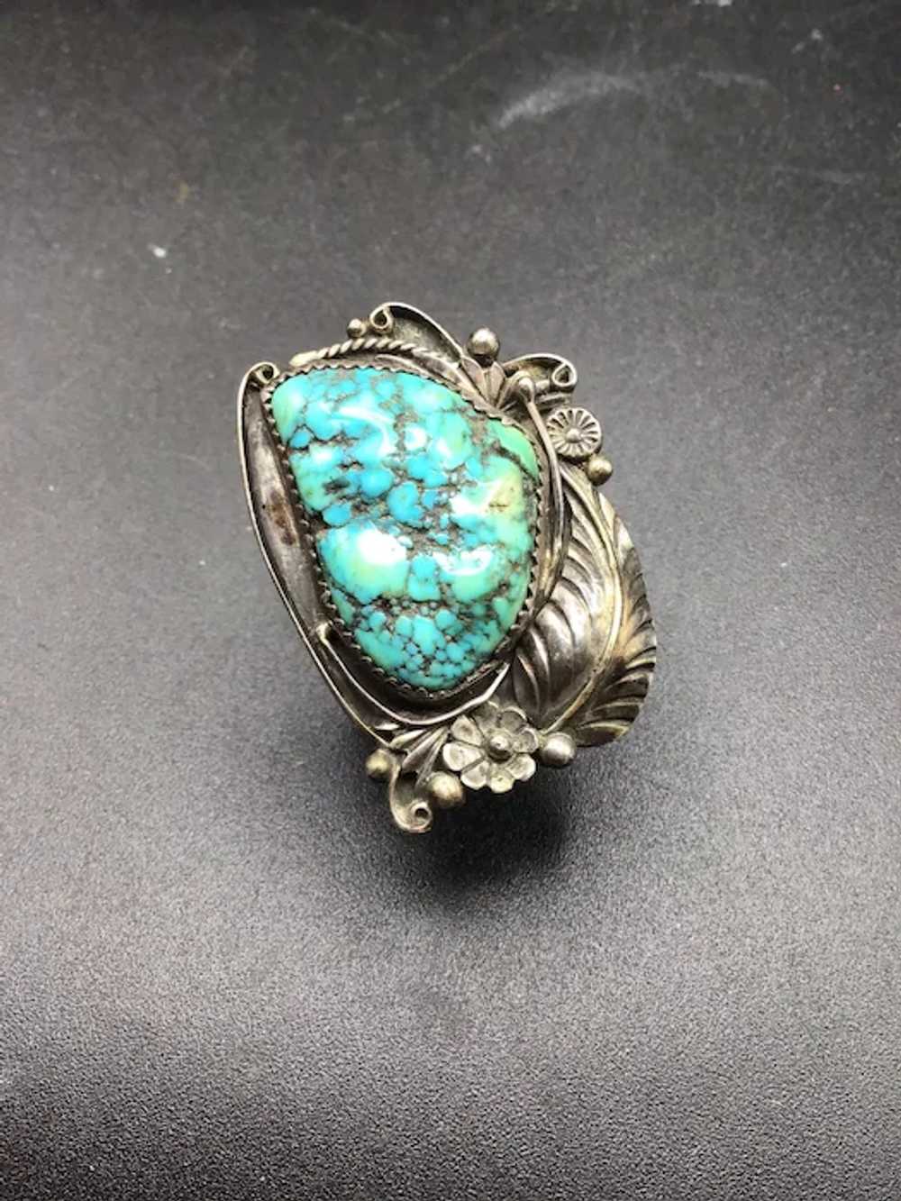 Navajo David Tune Massive Turquoise Ring Size 8.5… - image 3