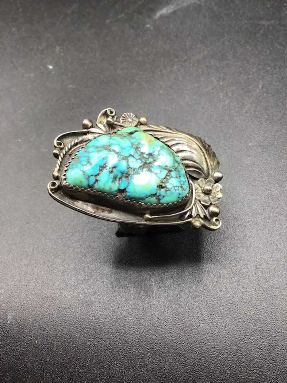 Navajo David Tune Massive Turquoise Ring Size 8.5… - image 4