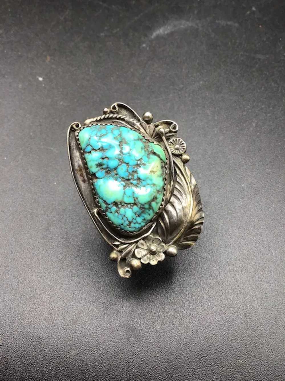 Navajo David Tune Massive Turquoise Ring Size 8.5… - image 5