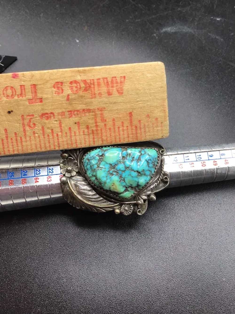 Navajo David Tune Massive Turquoise Ring Size 8.5… - image 9