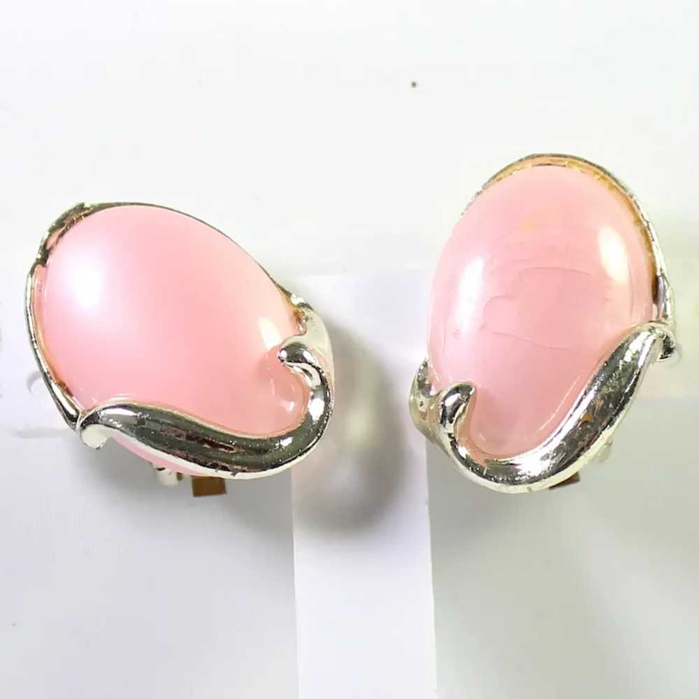 Vintage Cotton Candy Pink Plastic Oval Cabochon N… - image 4
