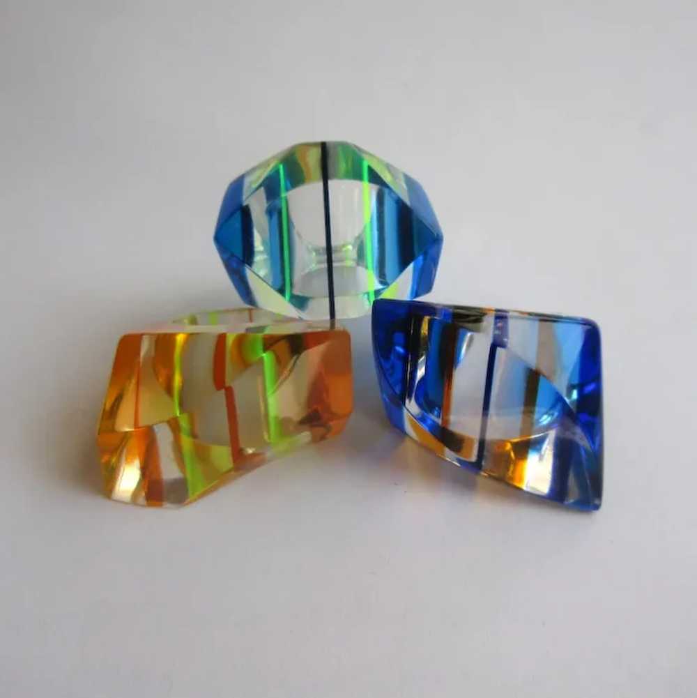Vintage 60's Lucite Rainbow Ring, Mid-Century Mod… - image 5