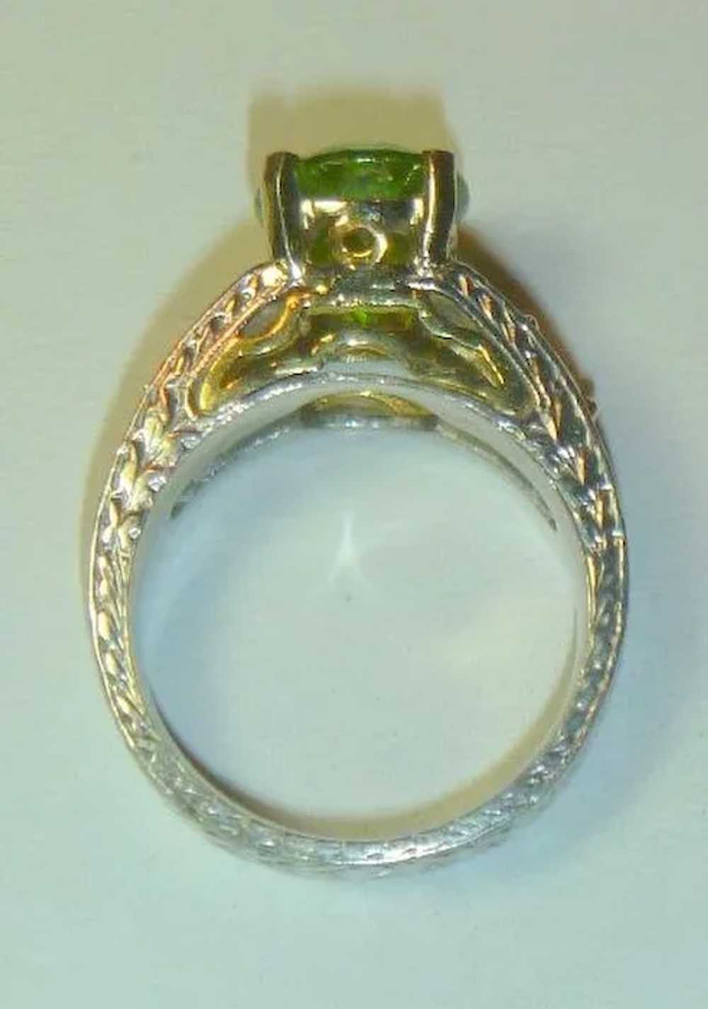 Vintage 4.60 Ct. Peridot, Diamond, Platinum and 1… - image 5