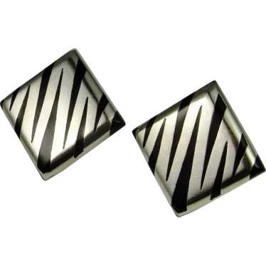 Big Square Diamond Zebra Onyx Inlay Geometric Art… - image 1