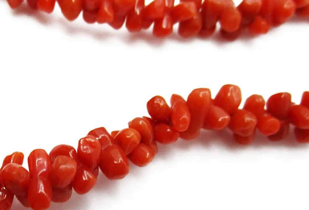 Victorian 14K Yellow Gold Natural Red Coral Bead … - image 4