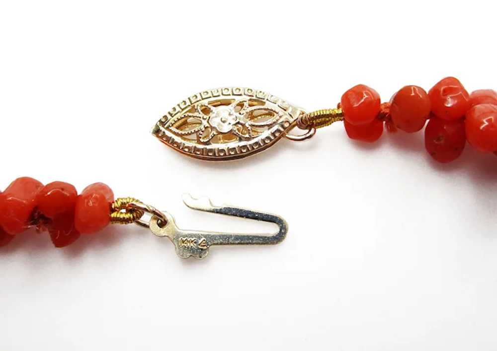 Victorian 14K Yellow Gold Natural Red Coral Bead … - image 6