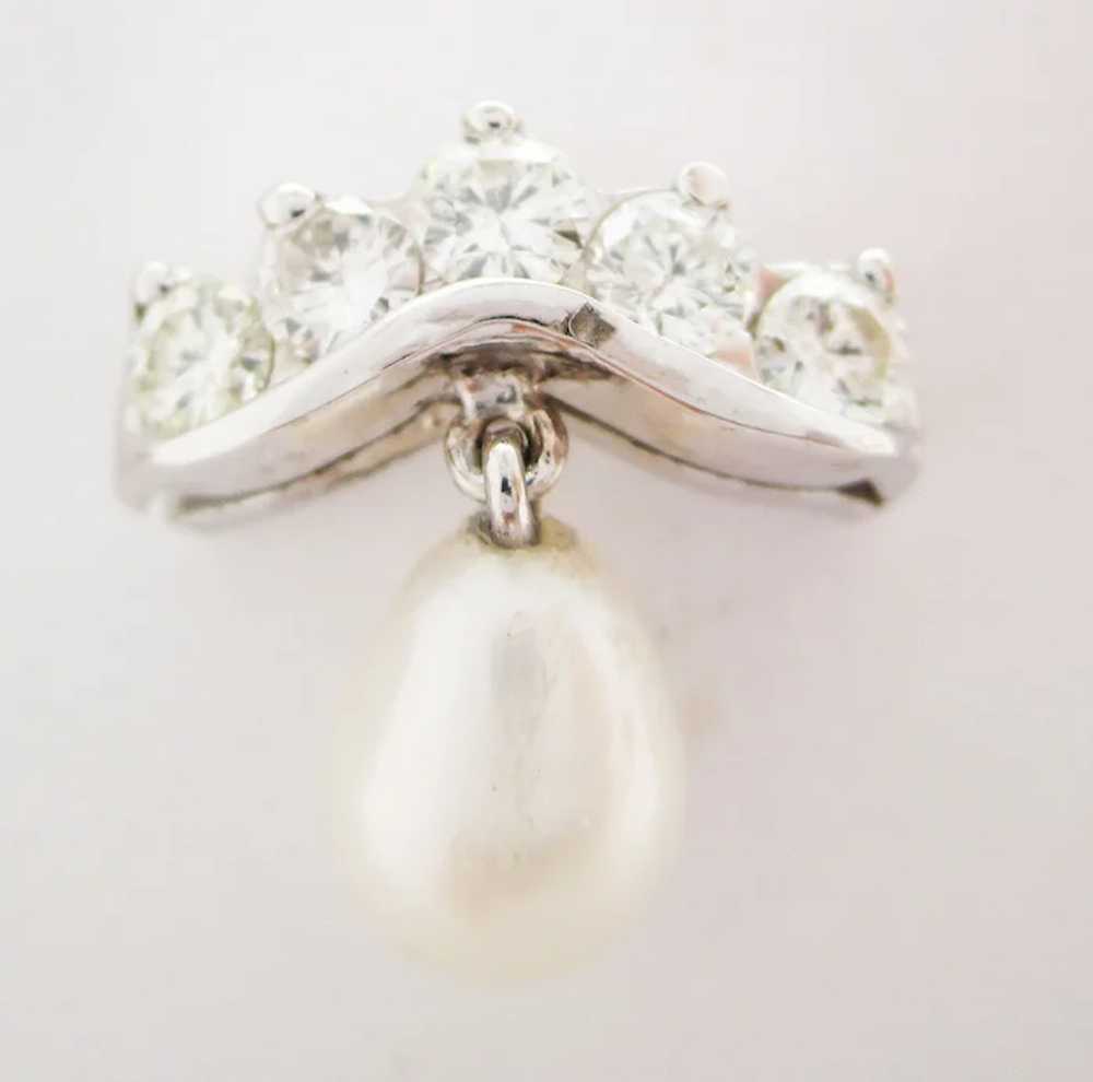 14 Karat White Gold Diamond and Akoya Pearl Drop … - image 3