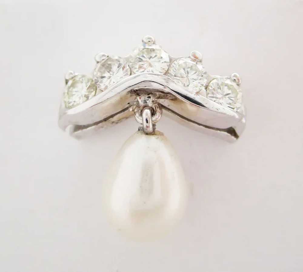 14 Karat White Gold Diamond and Akoya Pearl Drop … - image 4