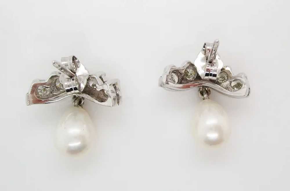 14 Karat White Gold Diamond and Akoya Pearl Drop … - image 6