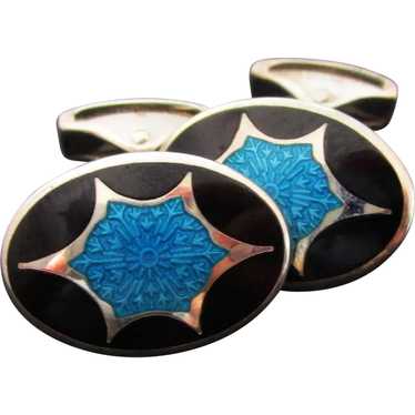 Deco Style Sterling Silver Black and Turquoise Sw… - image 1