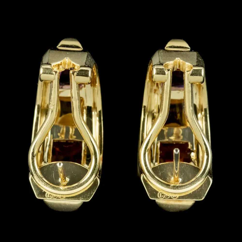 Vintage Amethyst Citrine Garnet Half Hoop Earring… - image 5