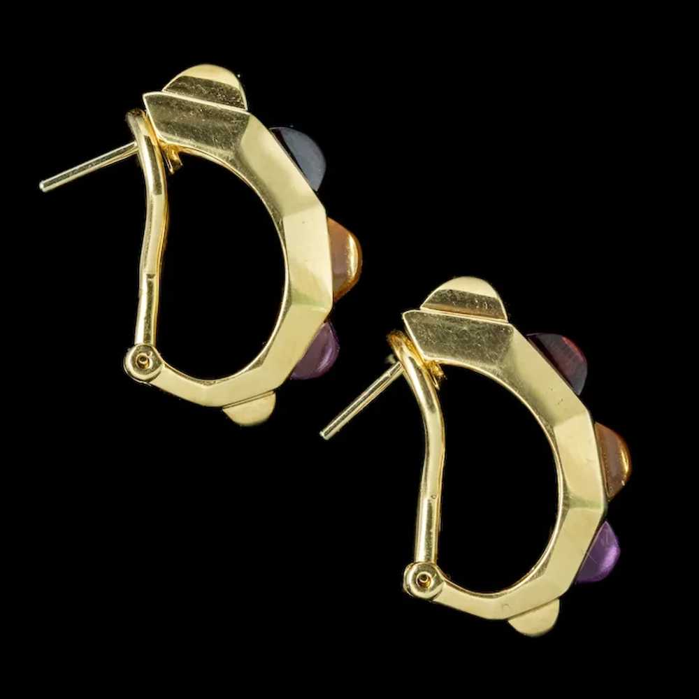 Vintage Amethyst Citrine Garnet Half Hoop Earring… - image 6