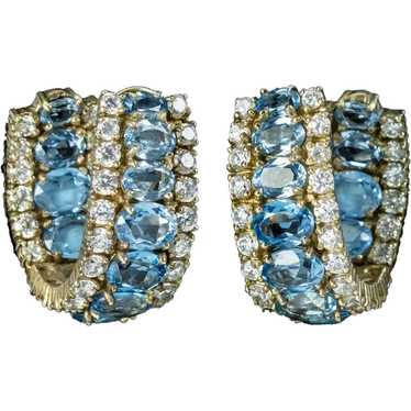 Vintage Paste Diamante Half Hoop Earrings Circa 1… - image 1