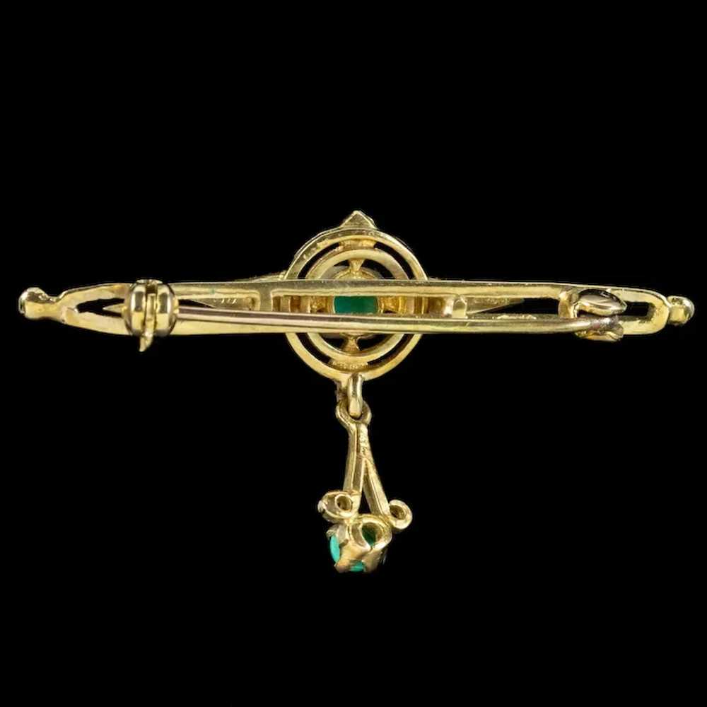 Vintage Turquoise Bar Brooch 9ct Gold With Box - image 6