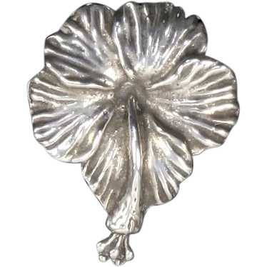 Mings of Honolulu Sterling Hibiscus Brooch