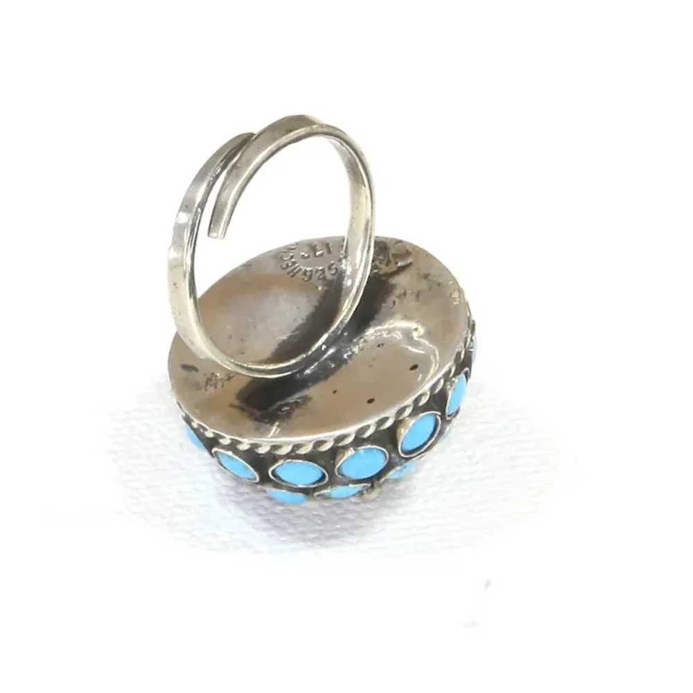 Turquoise Sterling Silver Domed Cluster Ring – Me… - image 5